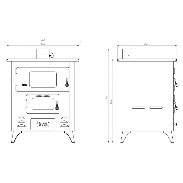 Cuisinière à bois Prity FR, 14 kW