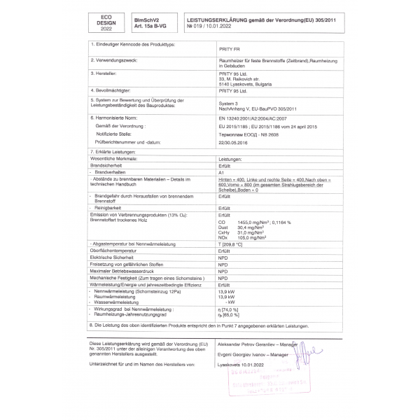 Cuisinière à Bois Prity FR 14 kW - Four de Cuisson Intégré - Foyer Fonte et Acier - Noir – Image 4