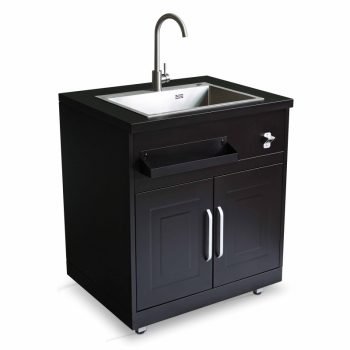 Meuble évier extérieur avec 2 portes en acier noir pour cuisine extérieure
