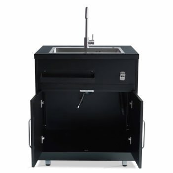 Meuble évier extérieur avec 2 portes en acier noir pour cuisine extérieure