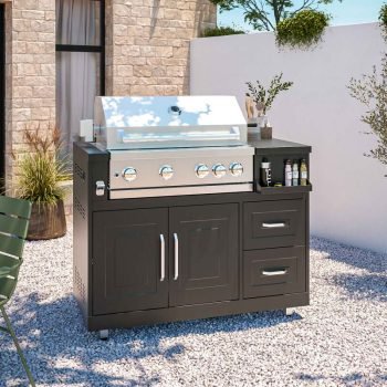 Meuble barbecue gaz de cuisine extérieur en acier à 5 brûleurs