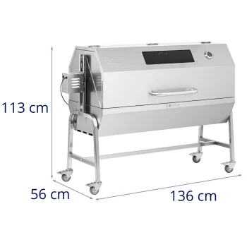 Barbecue tourne broche – avec moteur – 40 kg – longueur broche : 138 cm – Inox – protection contre le vent – Royal Catering